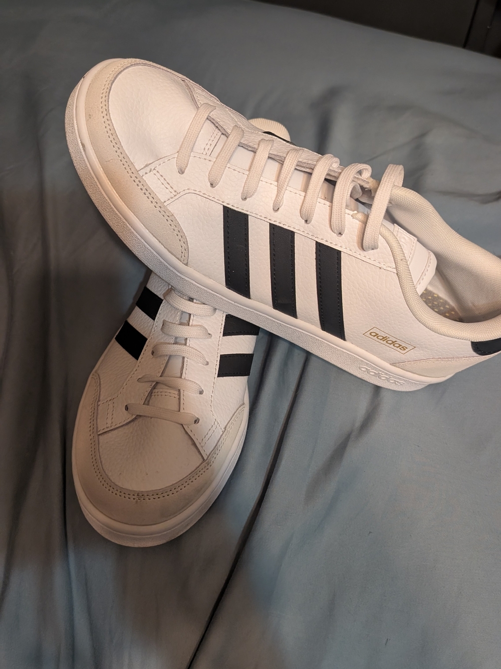 adidas Men’s White Sneakers with Black Stripes